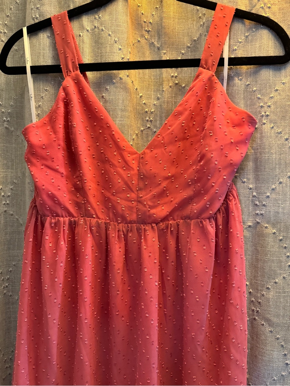 Lulus Show Me Your Love Story Swiss Dot Tie Back Ruffle Hem Maxi Dress• Small - Picture 7 of 9